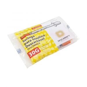 Seringa de Insulina 1ml com Agulha Fixa Ultrafina 8,0 X 0,30mm 30g Descarpack com 2.000 Unidades